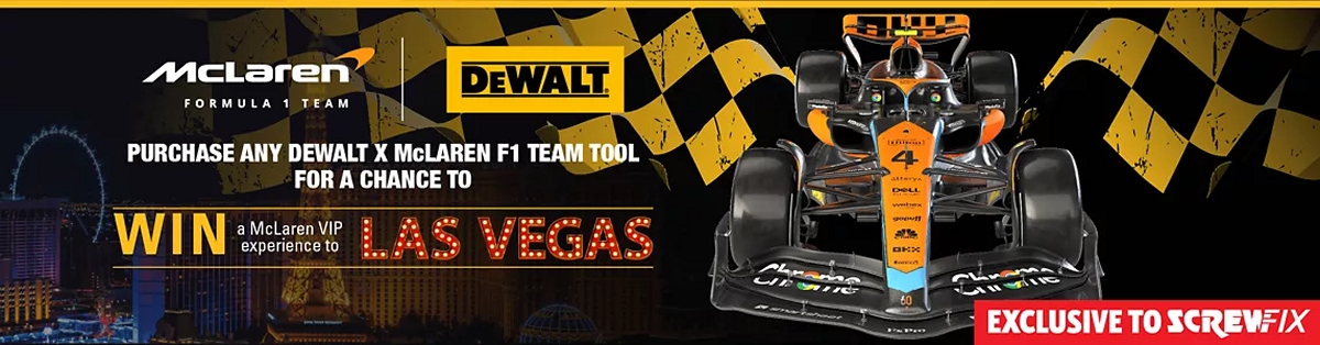 Screwfix on X: Here's a race day reminder that you can claim a free 18v  PowerStack battery with any DeWalt x McLaren F1 Team Power Tool purchase 🏆  Purchase must be made